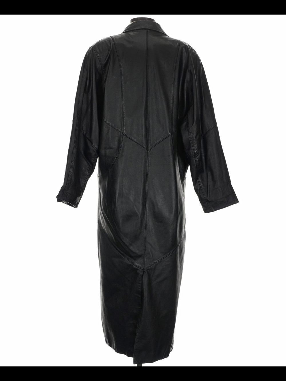 Avanti Black Long Leather Coat - Women's Jacket - Picture 3 of 8